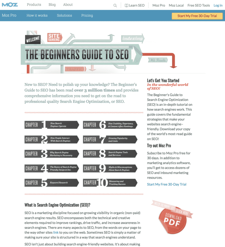 Moz's Beginner's Guide to SEO Digital Marketing Resource